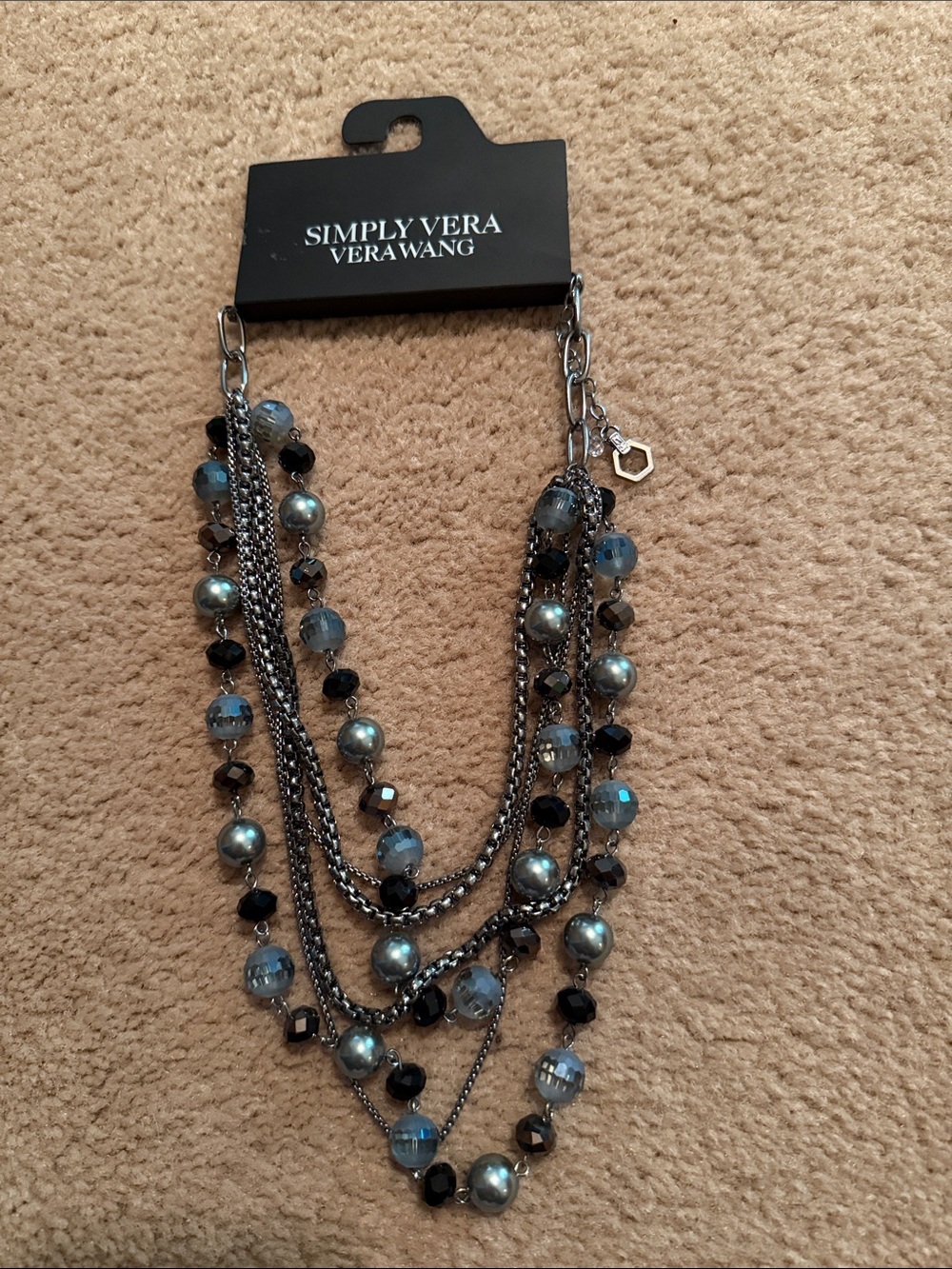 Simply Vera Vera Wang Blue, Black & Silver Multi-Strand Necklace